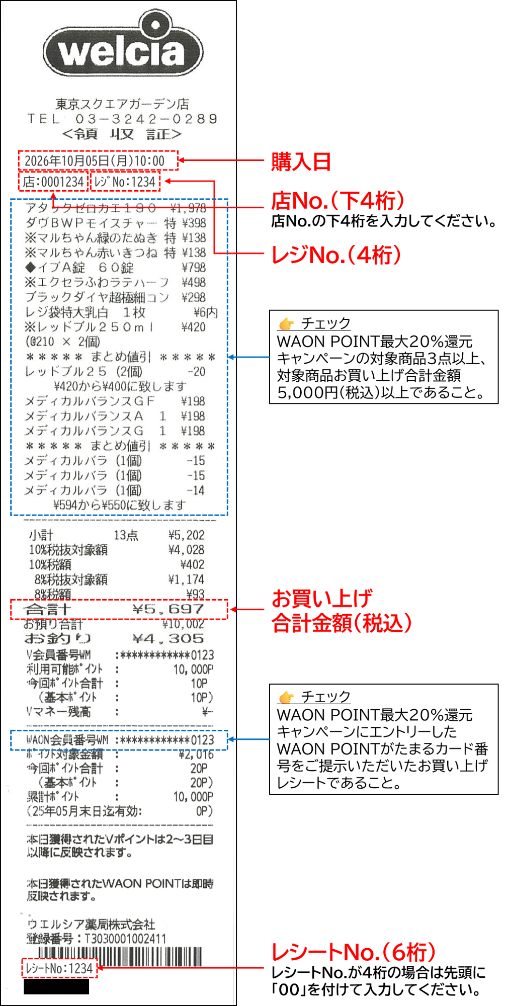 レシート見本
